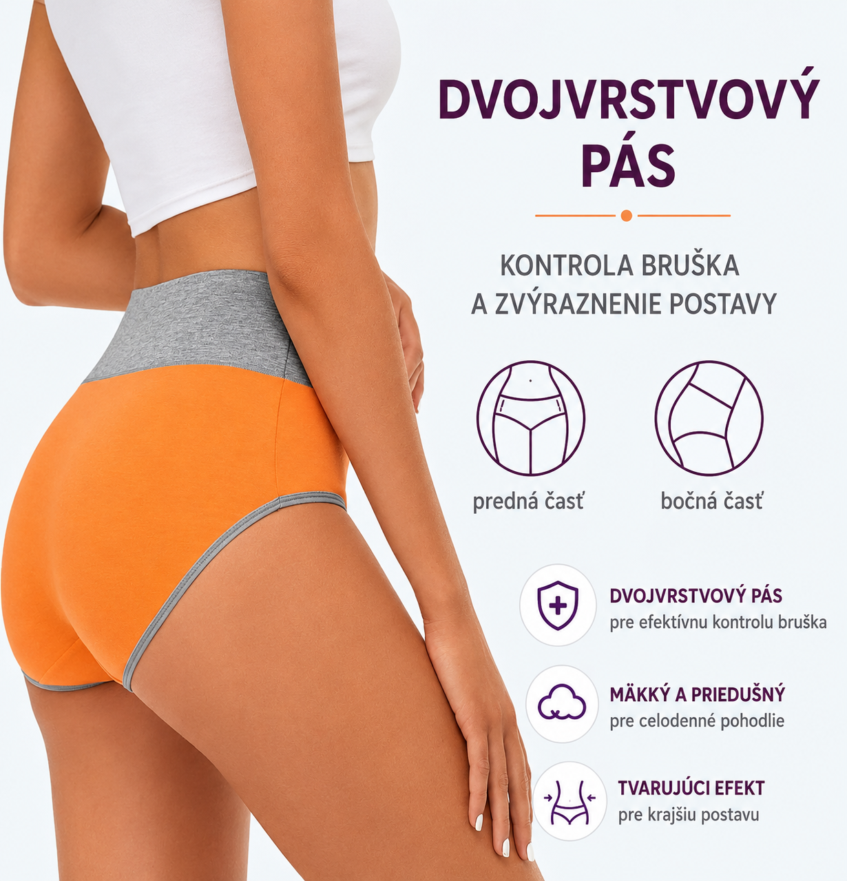 🔥🔥 Antibakteriálna spodná bielizeň s vysokým pásom vyrobená z čistej bavlny, ktorá absorbuje vlhkosť ✨️40KG-110KG