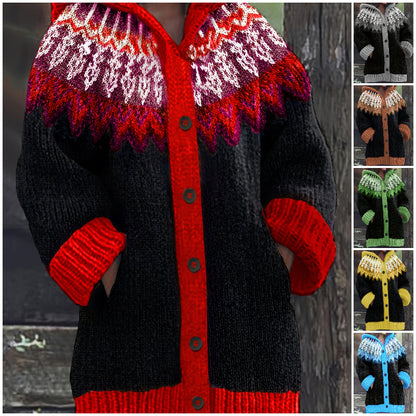 【S~5XL】✨Chaqueta elegante con capucha y estampado retro colorido