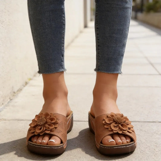 🔥🎀【Tallas 36-43】Zapatillas de plataforma caladas para mujer con flores tridimensionales