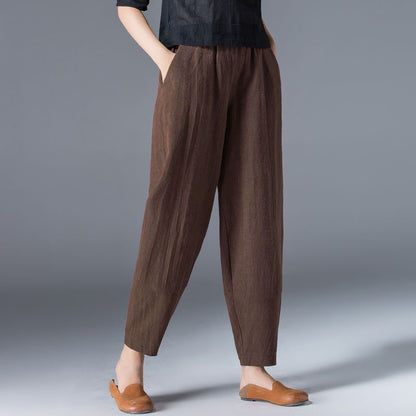 🌿50% DE DESCUENTO🔥【40-120 kg】Pantalones de mujer de algodón y lino de corte ancho, disponibles en tallas grandes