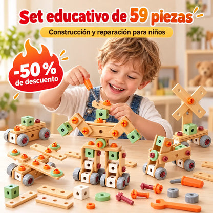 -50% DESCUENTO | Set de construcción y reparación 59 piezas para niños, desarrolla habilidades prácticas