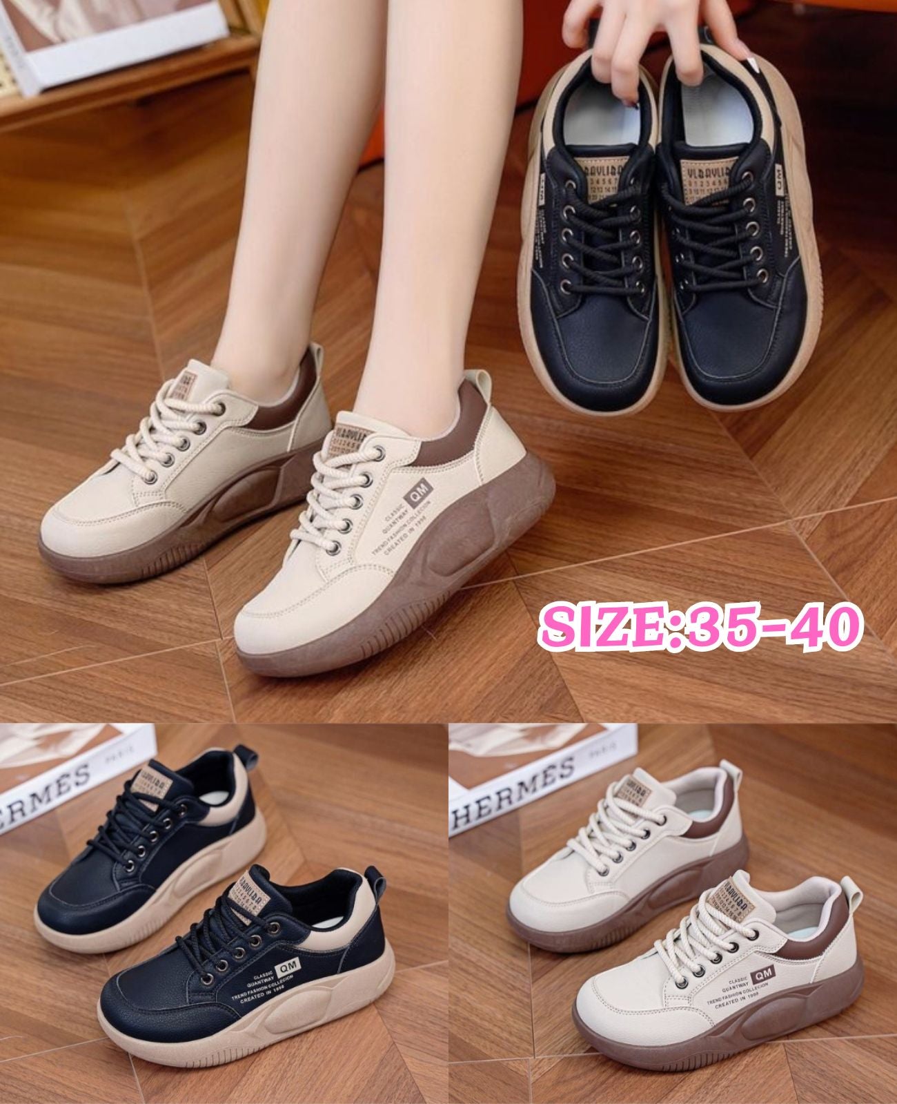 🏆👟【35-40】Nowoczesne sneakersy casualowe na grubej podeszwie, Model 2026