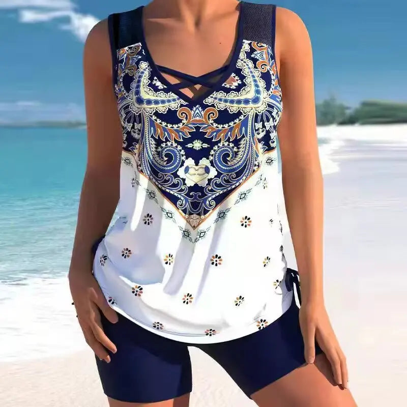 🔥【Zadnji dan - 50% popusta!】【S-5XL】🩱 Moderan brzosušeći dvodijelni kupaći kostim s printom: udoban i elegantan, savršen izbor za ljeto 🌊🌴