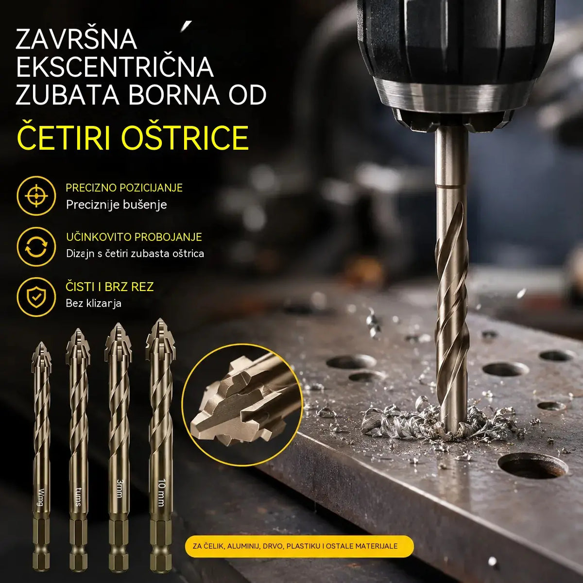 🛠🛠【6 KOMADA 24 eura】【4+5+6+8+10+12 mm】Set ekscentričnih svrdala velike čvrstoće sa 6 žljebova