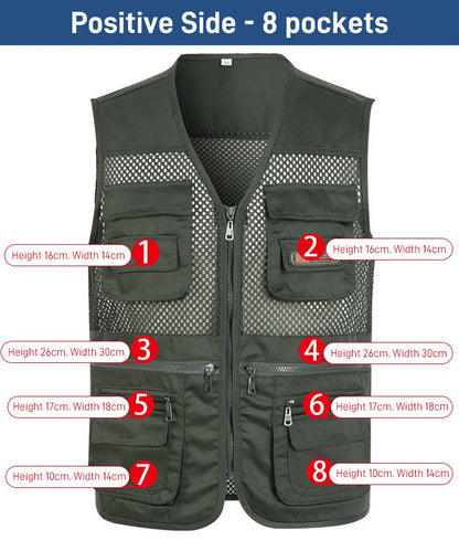 🔥🔥Ležérna funkčná vesta s viacerými vreckami, pohodlné a priedušné【XL-4XL】