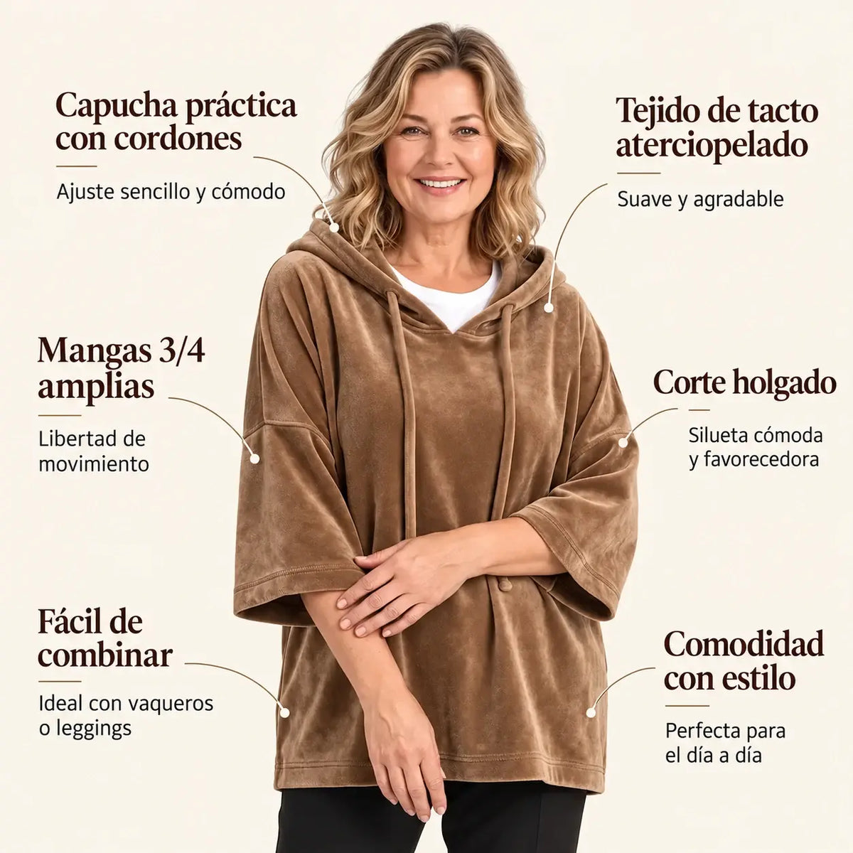 【S-5XL】Jersey holgado con capucha y cordón ajustable para otoño/invierno de 2026