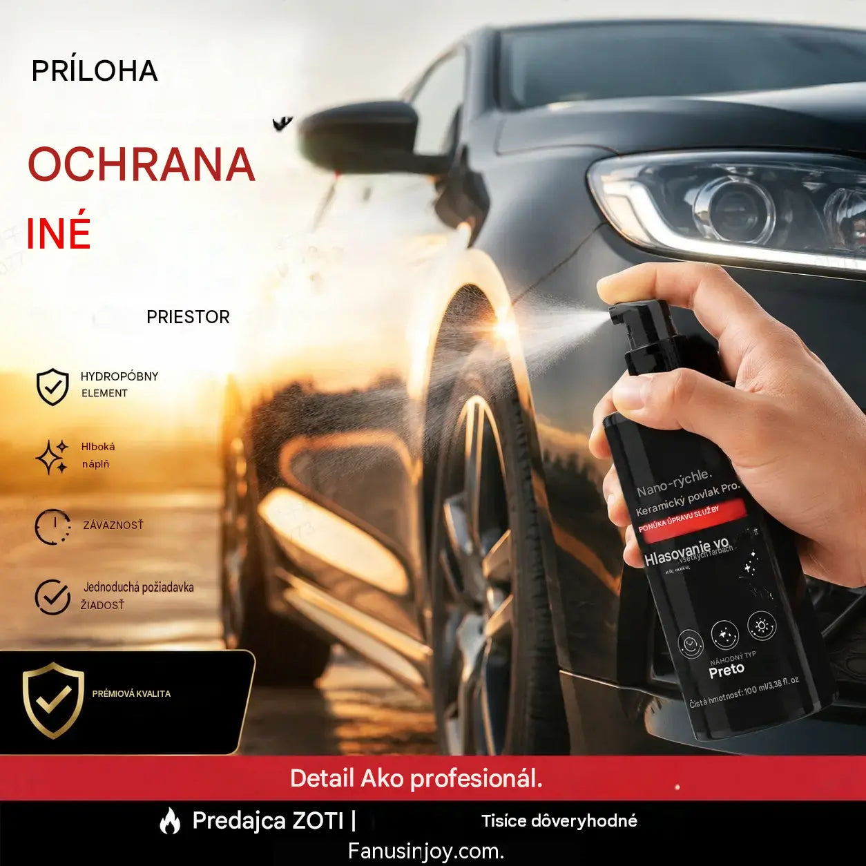 🚗 🏆 Rýchlo pôsobiaci sprej na starostlivosť o auto s vysokým leskom – Okamžitý lesk a ochrana – Hydrofóbny, bez šmúh – ideálny na lak, sklo alebo plast ✨🧼💦