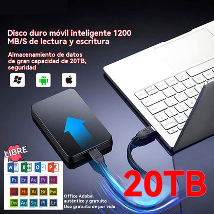 【Promoción del último día 50%OFF】Disco duro móvil de gran capacidad de 20TB + Office original gratis + Adobe