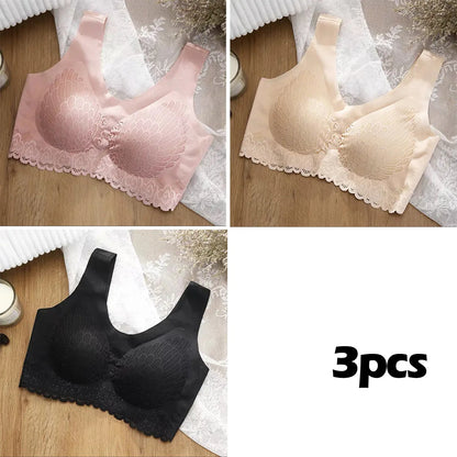 🔥👙【Conjunto de 3 piezas】🔥(40-100KG)Sujetador tailandés 4.0 de látex, cómodo, sin aros y sin costuras