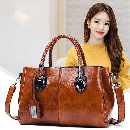 🎁👜【Časovo obmedzená zľava】Dámska vintage taška Boston z hovädzej kože, mäkká kožená kabelka, možno nosiť na jednom ramene