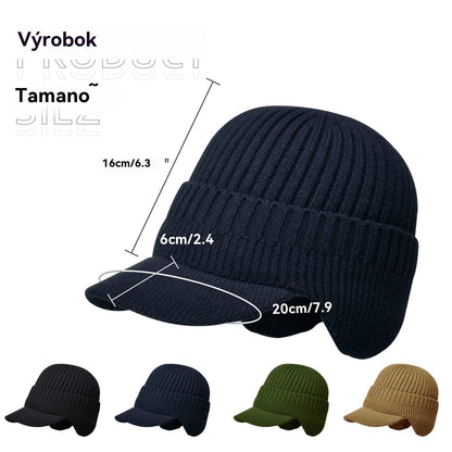 🔥 Pánska teplá zimná pletená čiapka s klapkami na uši, bežná veľkosť/teplá podšívka