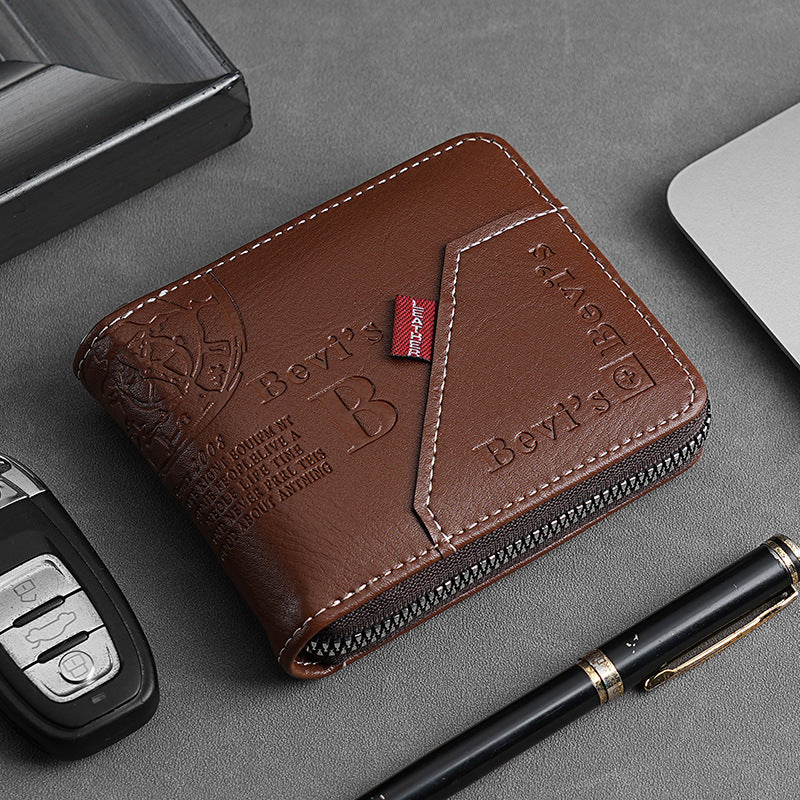 🔥🔥Nueva y elegante cartera corta de cuero genuino para hombre, resistente a los arañazos y duradera.