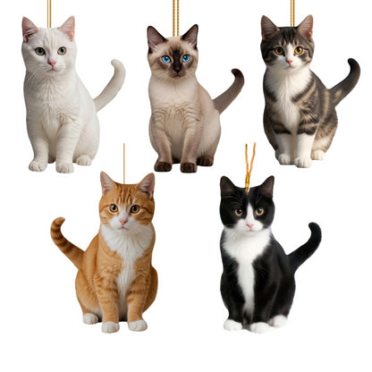🐱[5 bucăți] Pandantiv acrilic nou și drăguț pentru pisicuță, decorațiune plată pentru oglinda retrovizoare auto, pentru interior auto