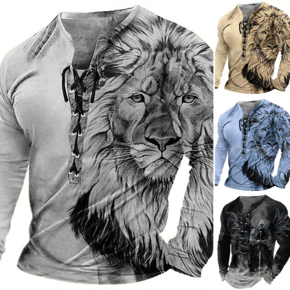 🦁🦁【S-4XL】-42 OFF % Camiseta 3D para hombre – manga larga, estampado realista y tejido suave