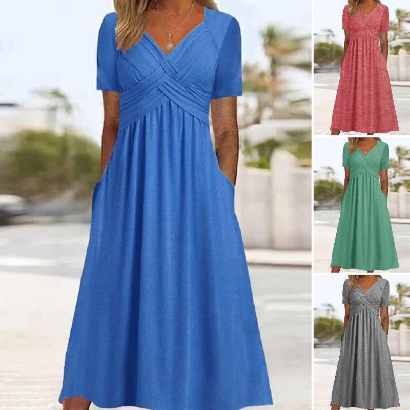 🔥🔥【50% OFF】🔥🔥👗【S-3XL】2025 jarné a letné nové jednofarebné módne jednoduché ležérne šaty
