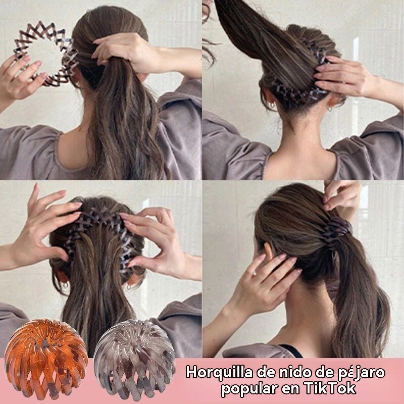 【7/14 piezas】🎀 Nuevas pinzas para el cabello con forma de nido de pájaro: sujetan firmemente colas de caballo altas y moños elegantes, revitalizando instantáneamente tu apariencia.