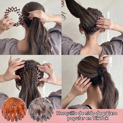 【7/14 piezas】🎀 Nuevas pinzas para el cabello con forma de nido de pájaro: sujetan firmemente colas de caballo altas y moños elegantes, revitalizando instantáneamente tu apariencia.