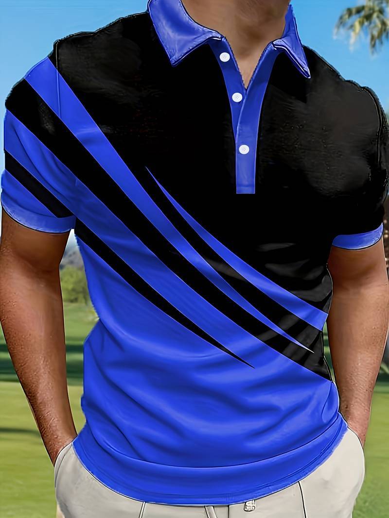 ¡NUEVA TENDENCIA! [S-6XL] Camisa Polo para Hombre Slim con Rayas 3D | Estilo Casual Básico
