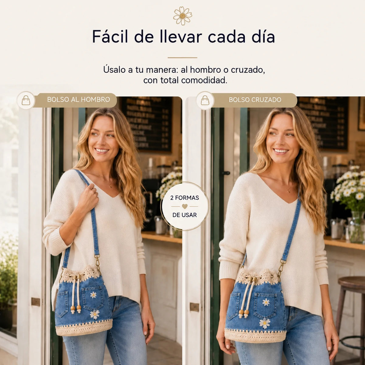 Bolso vaquero tejido de estilo bohemio que completa cualquier look ✨