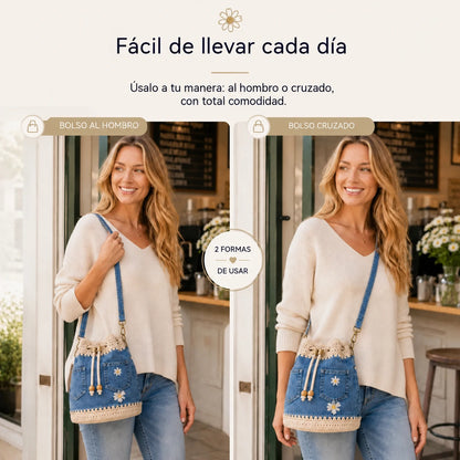 Bolso vaquero tejido de estilo bohemio que completa cualquier look ✨