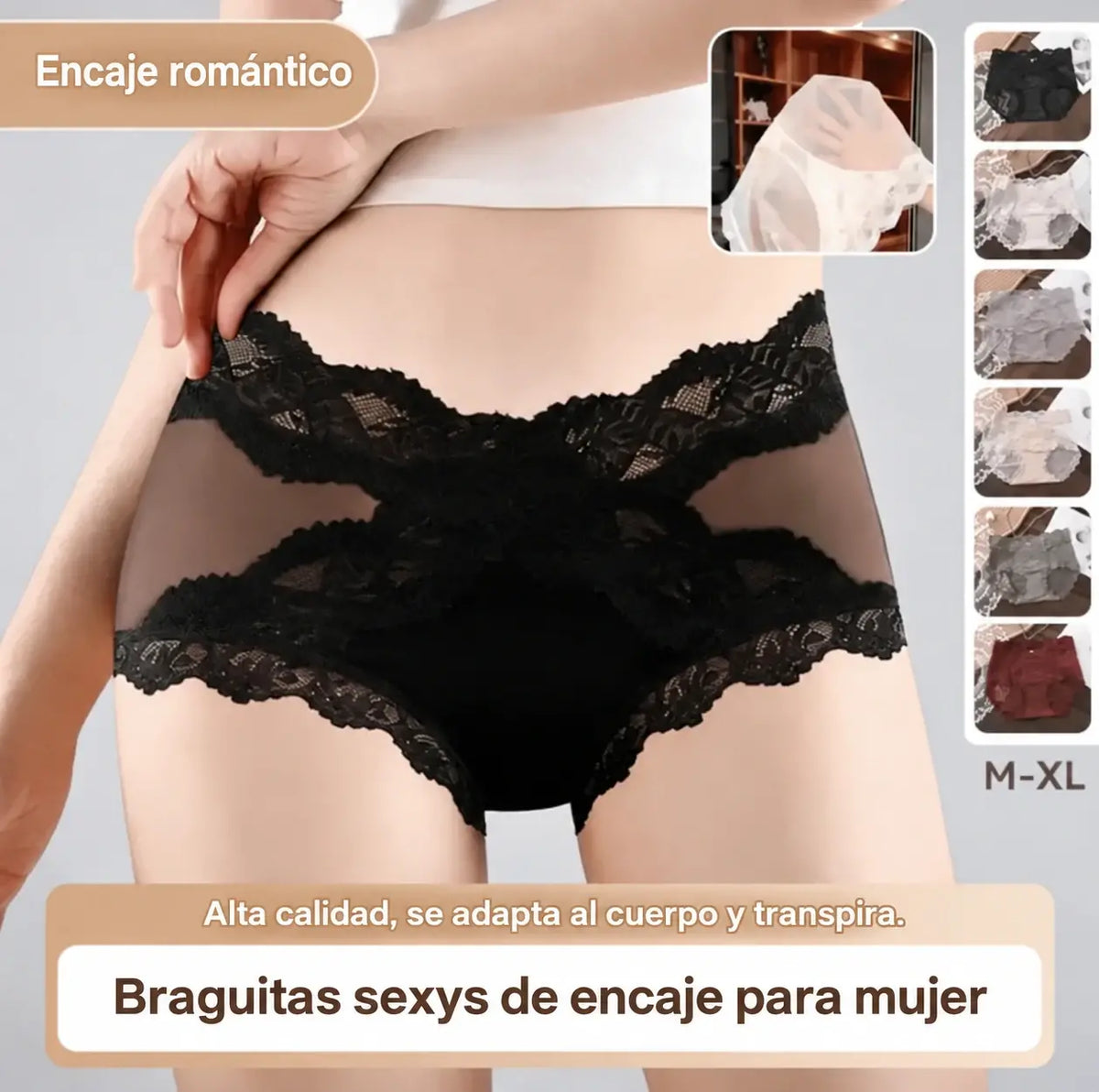 🔥【¡Nueva promoción del producto: 50 % de descuento!】🍑 Braguitas de encaje de cintura alta que realzan las caderas: ¡consigue al instante unos glúteos con efecto melocotón! ✨