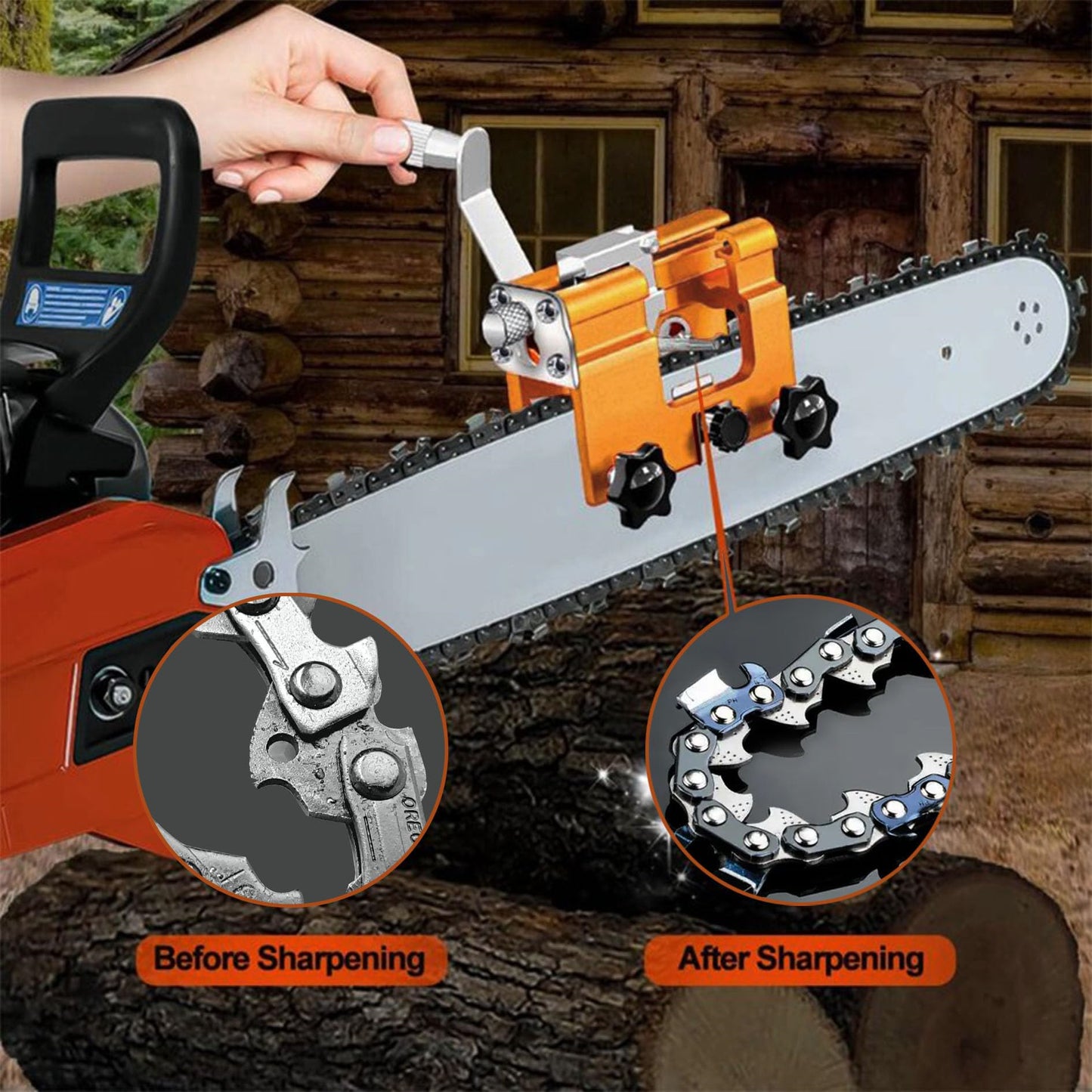 🧰【¡Oferta por tiempo limitado!】 Amoladora de cadena de motosierra, amoladora de rotación manual de cadena de motosierra