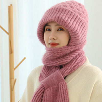 ✨ Nueva 2025 ✨ 🧣 Gorro-bufanda en uno, tejido delicado, forrado, abrigado, tendencia femenina 🧣