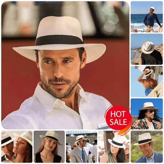 🌿 Oferta especial 【56-58 cm】Sombrero artesanal de palma de Ecuador