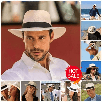 【50% de descuento por tiempo limitado】Sombrero de paja de Panamá natural.