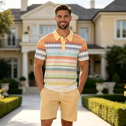 ✨Colección Verano 2026✨ Conjunto de polo y pantalón corto para hombre 🏝️ ¡Estampado digital 3D moderno