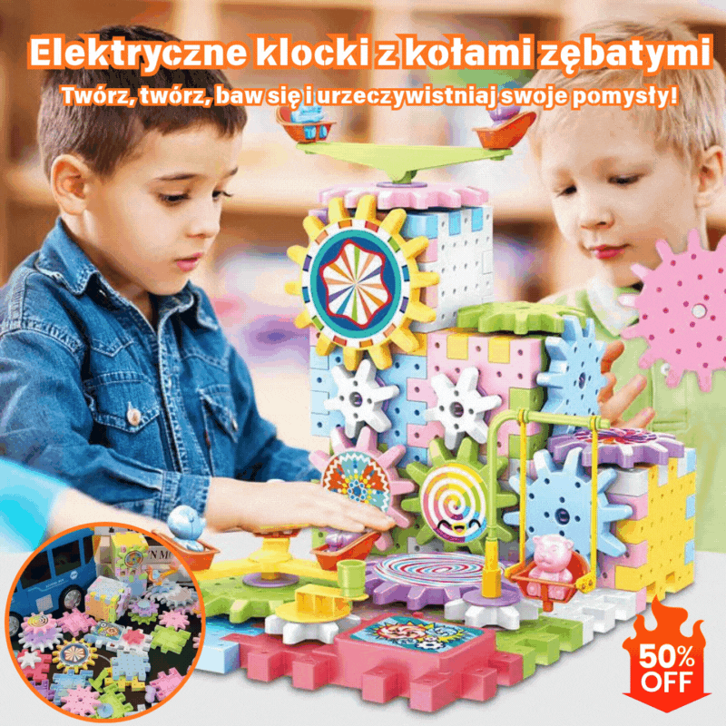 🔥【Časovno omejena ponudba】🔥Električni gradniki ★Vrtljiva igrača ✨Uganka z velikimi delci 🌈Nenehno spreminjajoči se otroški raj