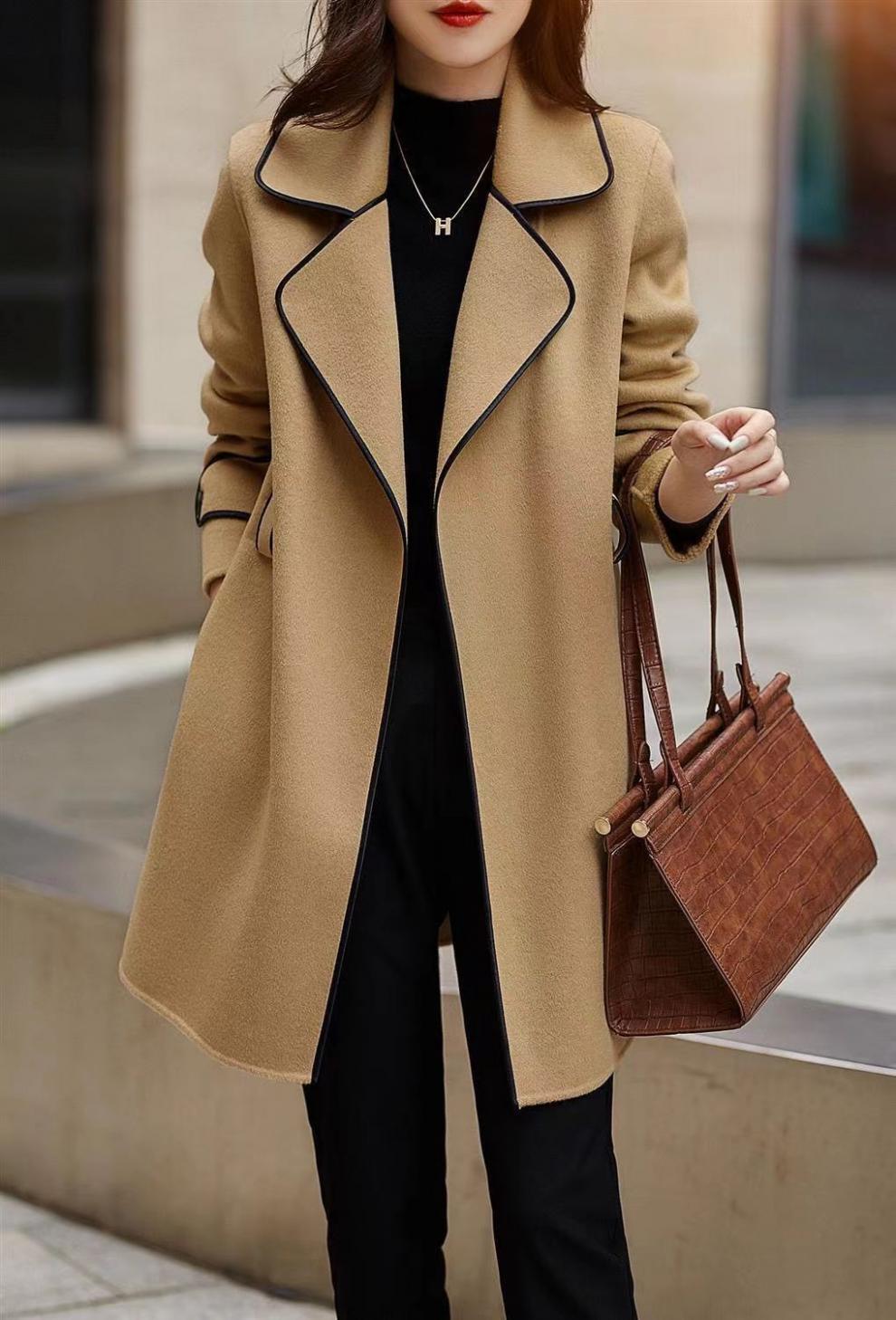 💖🔥【50% de descuento】[M-4XL] Abrigo de cachemira de doble cara para mujer, otoño/invierno 2025
