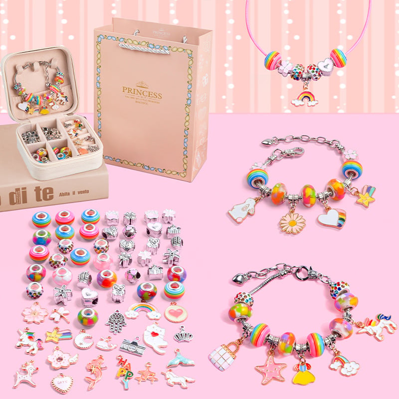 ✨🌈 Set de pulseras DIY de dibujos animados para niños, joyería creativa hecha a mano