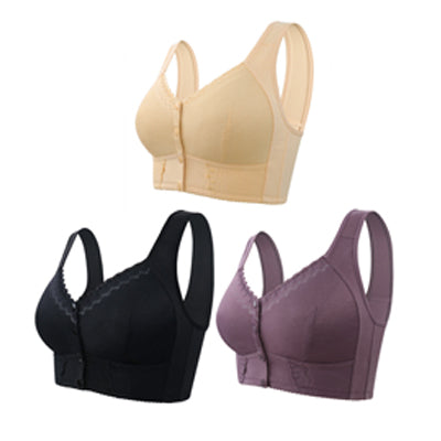 (3 piezas)💕🎁【45kg-155kg】Sujetador extragrande de algodón suave y transpirable con botones delanteros
