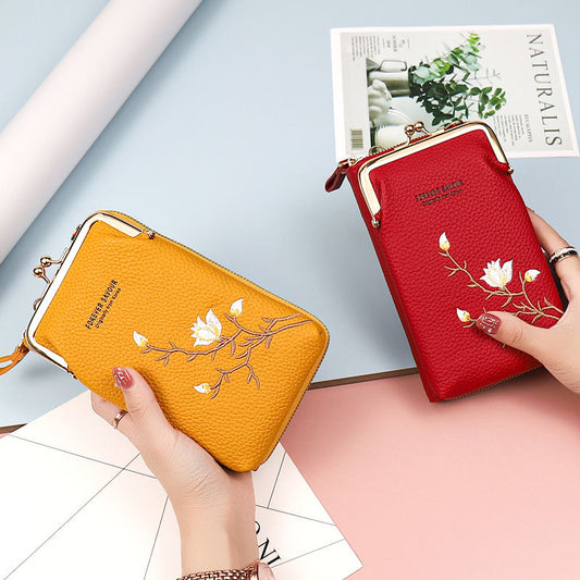 🔥Ponuka posledného dňa - zľava 49 %👜 Cartera cruzada para mujer en piel de vacuno con bordado y correa para el hombro 2025🎁