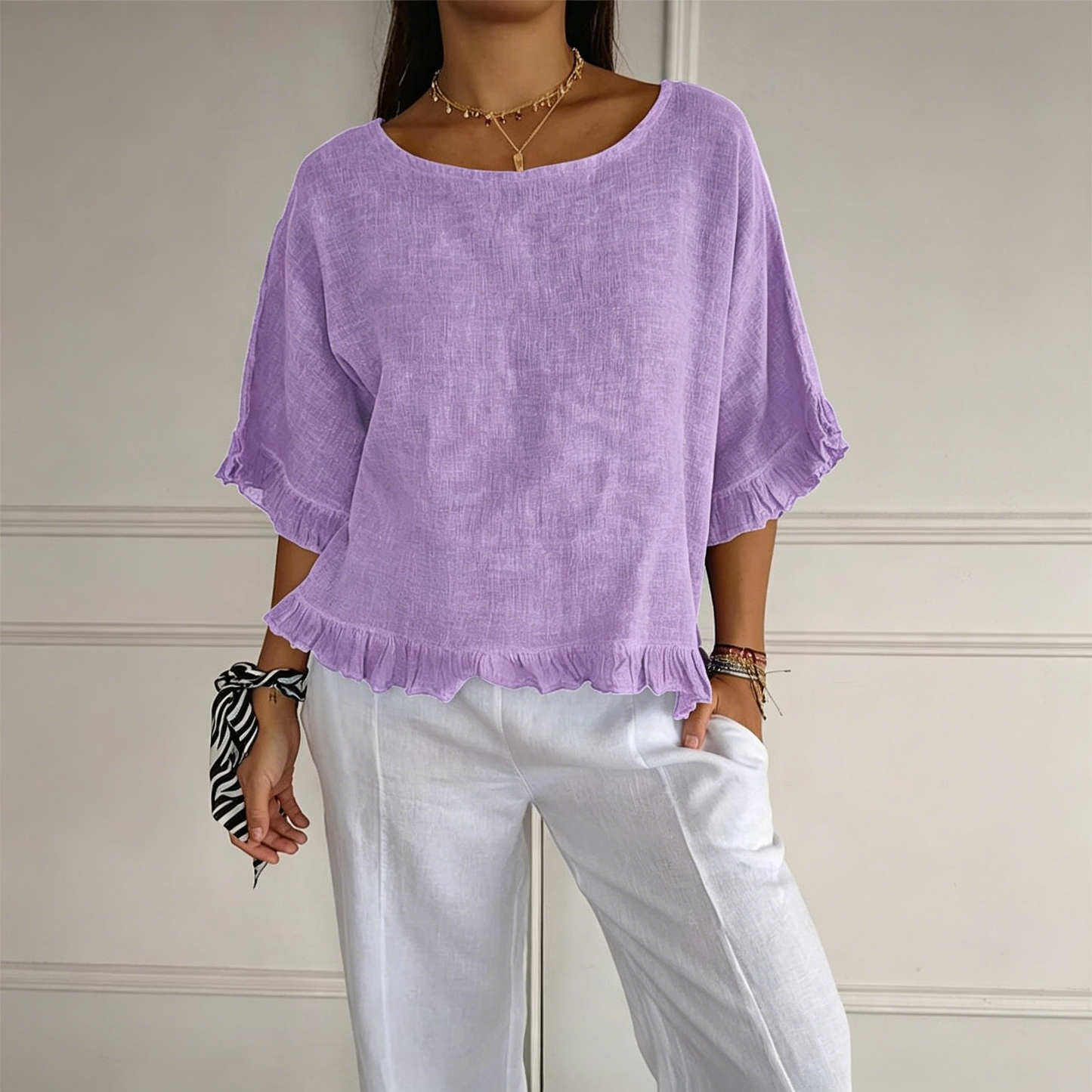 🌸【S-3XL】 Camiseta de Lino y Algodón para Mujer | Blusa Casual de Manga Corta, Fresca y Holgada ✨