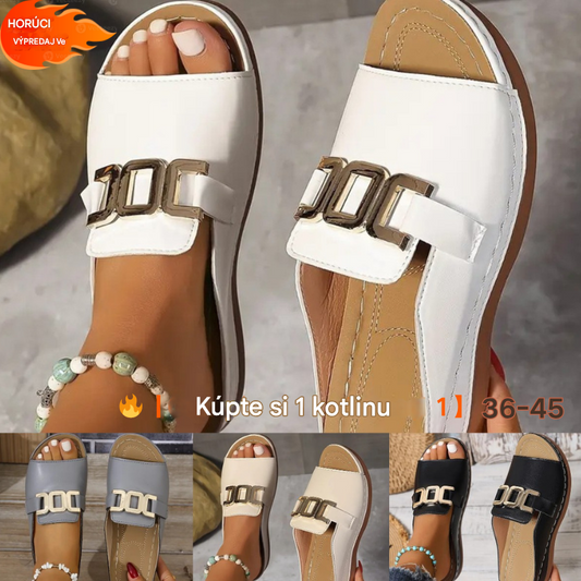 🔥🔥【Kúp 1 a 1 zadarmo】👡👡Nové sandále s plochým podpätkom a hrubou podrážkou z roku 2025 v tvare rybieho úst