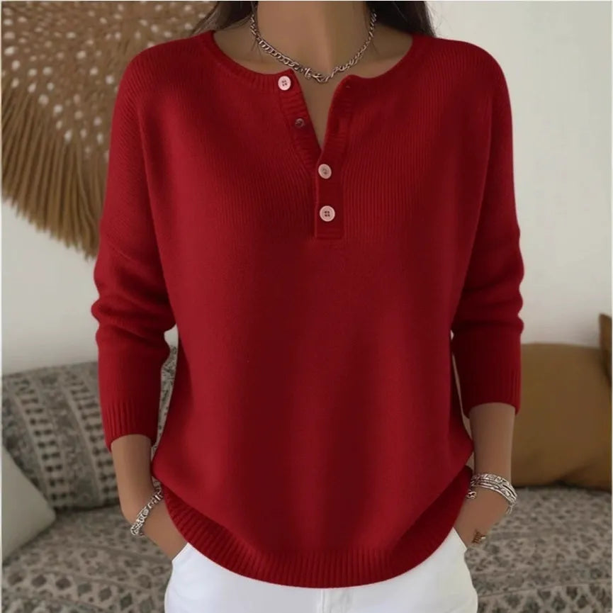 Zľava čoskoro končí ✨ Dámsky jednofarebný sveter s výstrihom do V, veľkosť S-2XL, voľný a ležérny