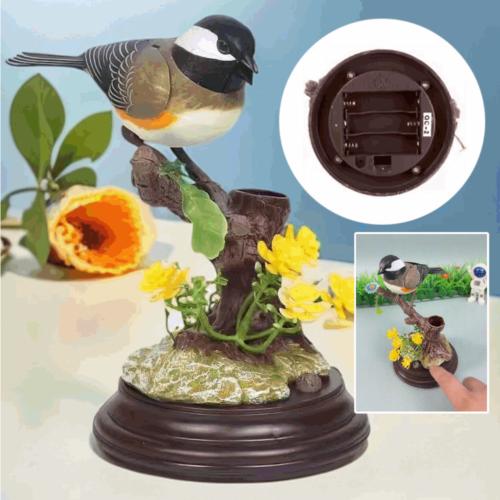 🦜🐦🐦【Compre 1 y obtenga 1 gratis】Adornos de pájaros creativos, lindos y controlados por voz para decoración de escritorio de habitación.