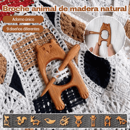 🎁Broche de madera con forma de animal para regalar