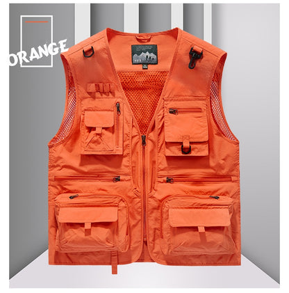 🔥🔥【L-5XL】Chaleco Casual de Malla para Hombre, Multibolsillos Secado Rápido para Pesca y Exterior