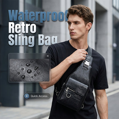 💯🎁Bolso bandolera retro impermeable de piel sintética para hombre.