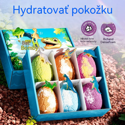 💦Sada guľôčok so soľou do kúpeľa v tvare dinosaurieho vajíčka (6 guľôčok), dlhotrvajúca voňavá čistiaca soľ do kúpeľa