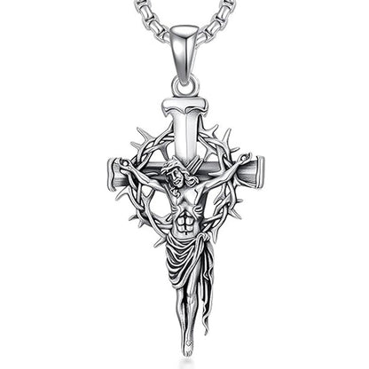 🔥Collar con colgante en forma de cruz y halo de espinas