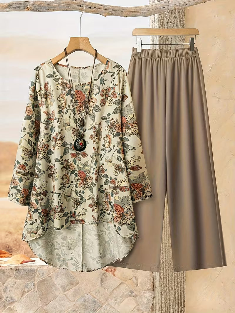 ⏳ Oferta por tiempo limitado ⏰【50-120 kg】👚 Conjunto informal de mujer con estampado de lunares, corte holgado.
