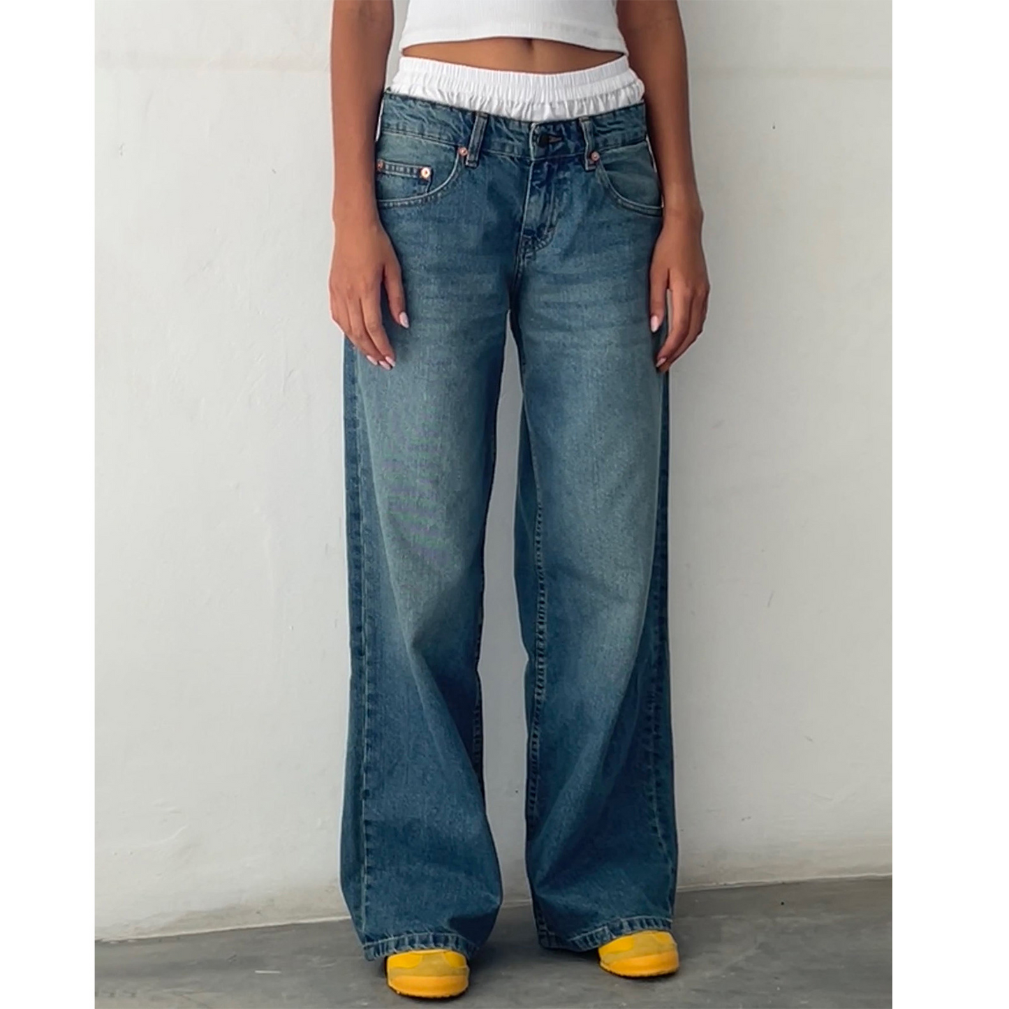 【XS-6XL】Vaqueros de Mujer con Cintura Baja y Pernera Ancha - Estilo Retro Urbano