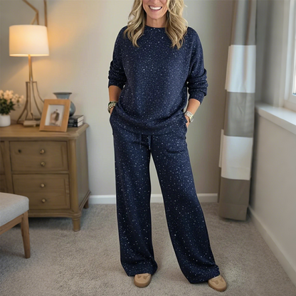 📢📢50% zľava!!!🎅Dámska dvojdielna súprava vrátane flitrovaného svetra a nohavíc