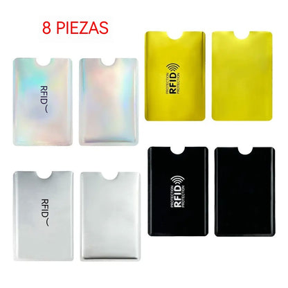 8 piezas 22€🔒 8 Fundas con Bloqueo RFID para Tarjetas – Protección para Tarjetas Bancarias e Identificación