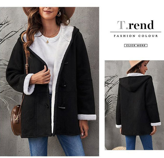 🐏 Sezónní sleva -43% 🔥【S-5XL】Dámský zimní kabát s fleecovou podšívkou a kožíškovým límcem