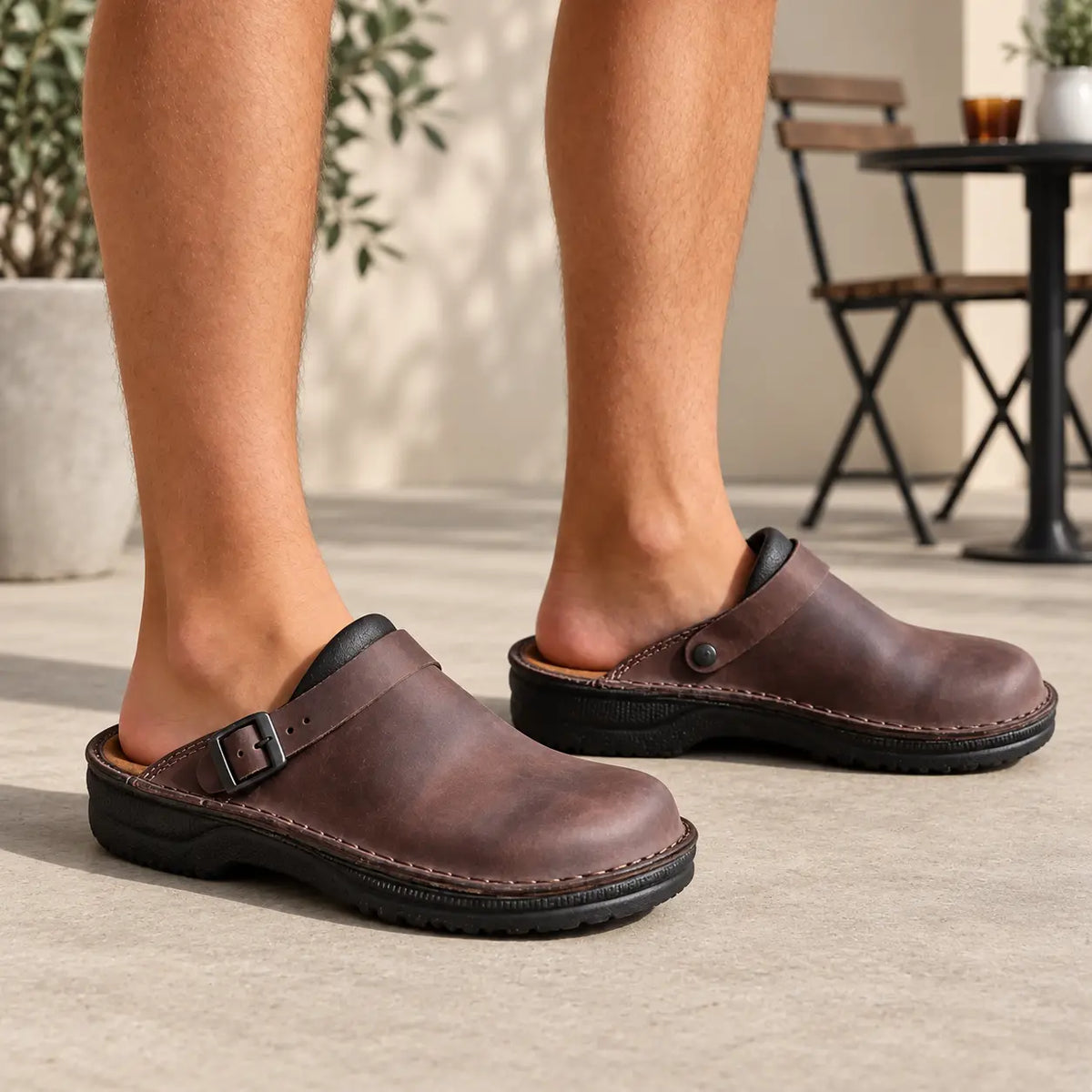👞 Pago contra entrega✅【38-48】Pantuflas de cuero natural, suela suave, muy cómodas de llevar ✅Unisex